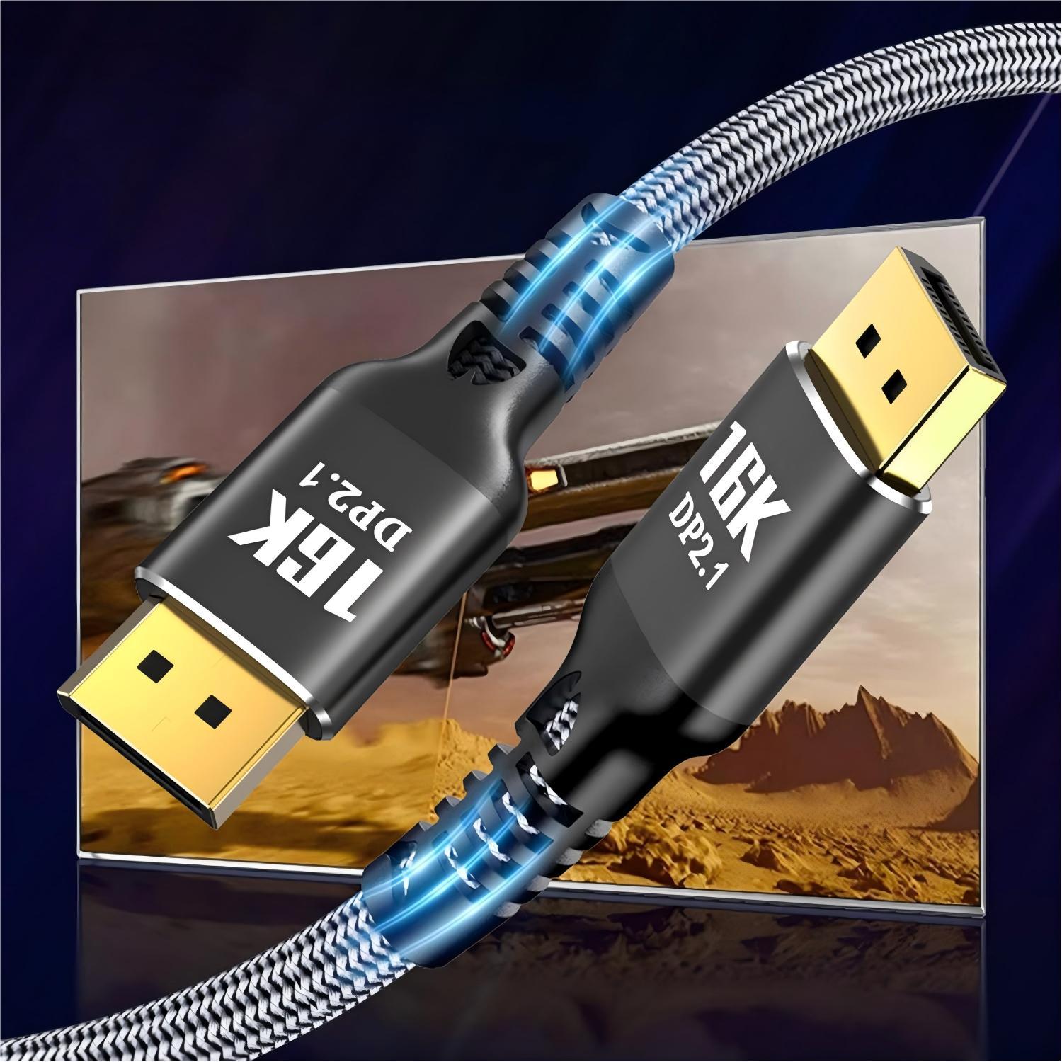 DisplayPort 2.1 Cable, 16K 30Hz 40Gbps Dynamic HDR 3D Audio, Male to Male Cable with 32bit Sound Sync, for G Sync FreeSync Gaming Monitors-AV98-A