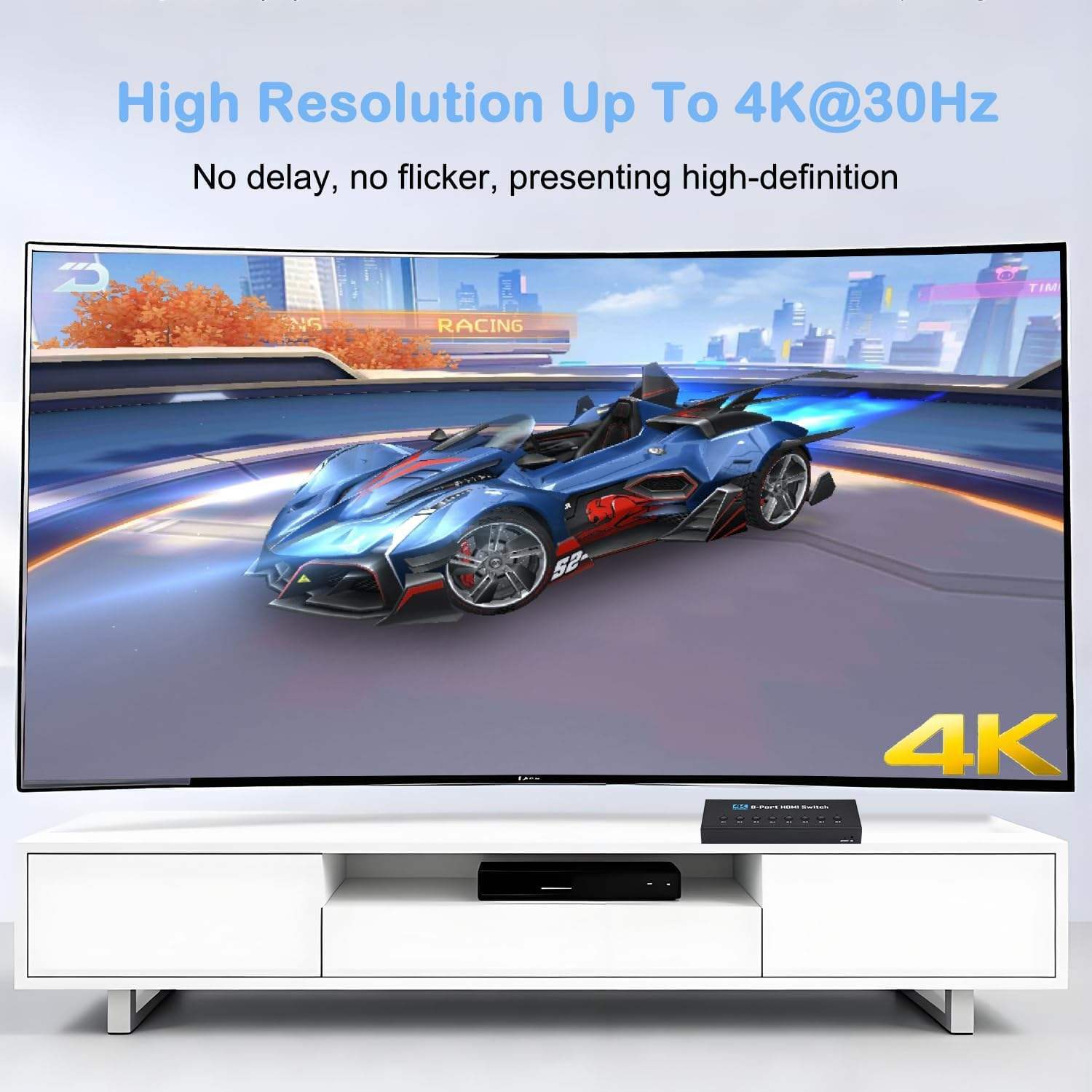 HDMI 1.4 Switch, 4K@30Hz HDMI Switcher 8 in 1 Out with IR Remote, 8 Port HDMI Selector Box Support HDMI 1.4, suitable for computers, notebooks, HD-DVD, SKY-STB, PS3/4/5, Xbox 360 and other devices