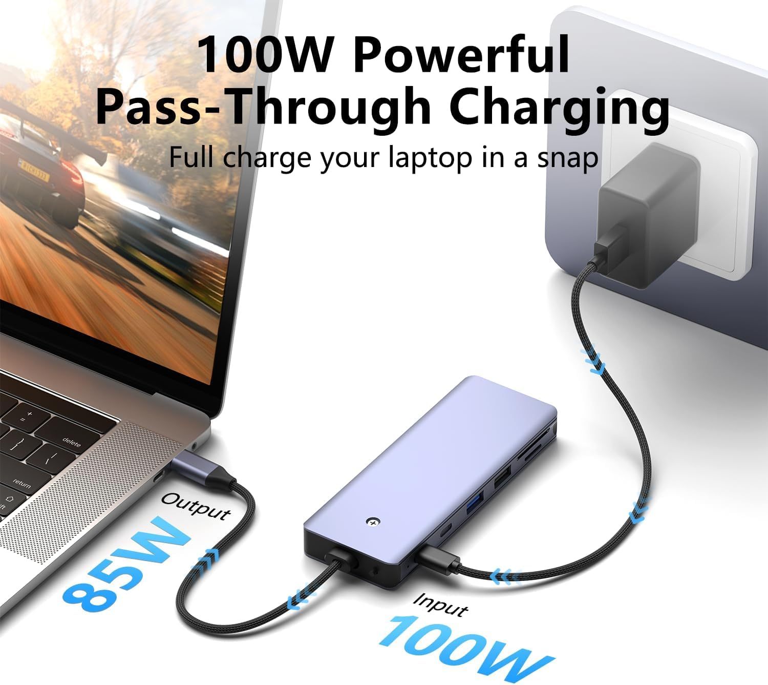 7-in-1 type C Hub with M.2 NVMe SSD Enclosure, 10Gbps USB-C/3.1 Gen2, 100W PD, USB 2.0, PCIe 3.0 Support for MacBook Pro & Type-C Devices