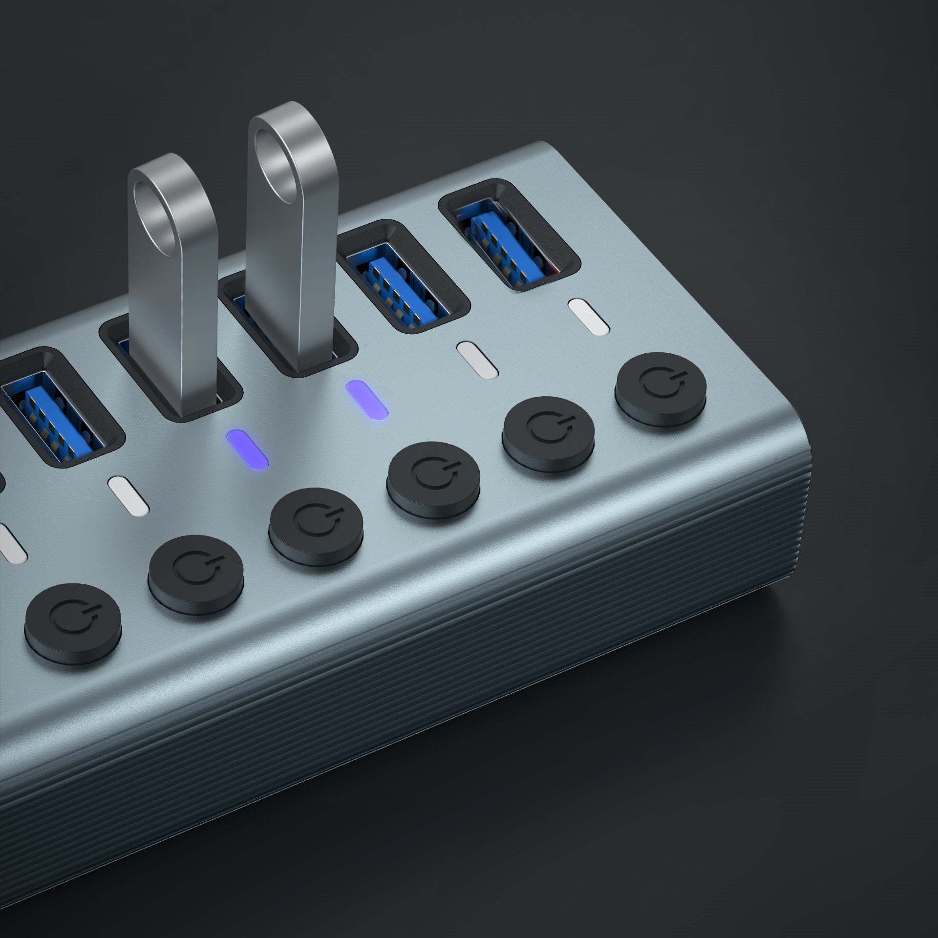 QGEEM 10 Ports USB 3.2 Hub with 10Gbps Data Speed, Aluminum Housing, USB Hub Powered with 36W Power Adapter, USB Hub for PC/Laptop, Computer, Flash Drive, Printer, Camera