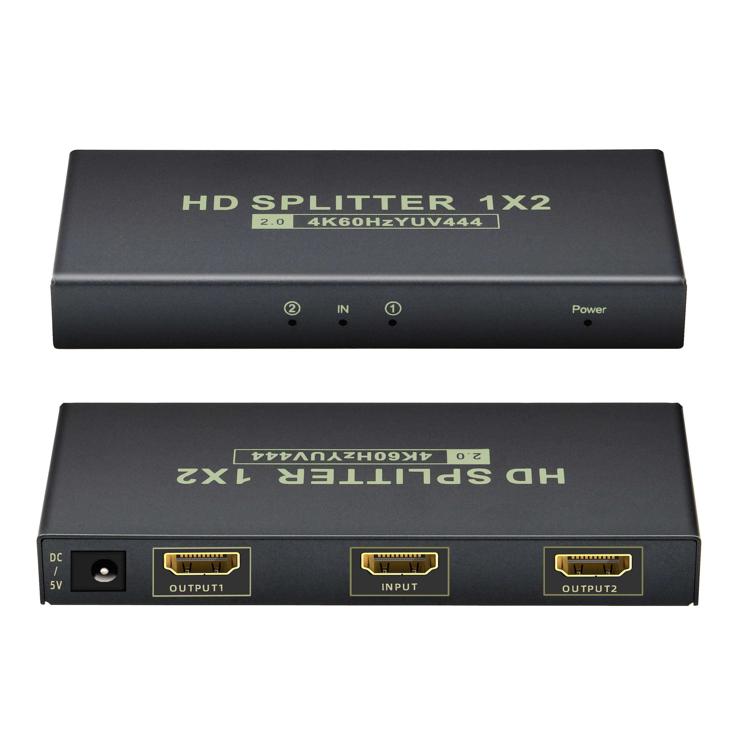 HDMI Splitter 1 in 2 Out,up to 4K @ 60Hz YUV444,Multi Resolution Output,HDMI 2.0& HDCP 2.2,EDID Control,3D CEC Support,18 Gbps, Easy Plug and Play,0℃ to +40℃----EX-XHV102