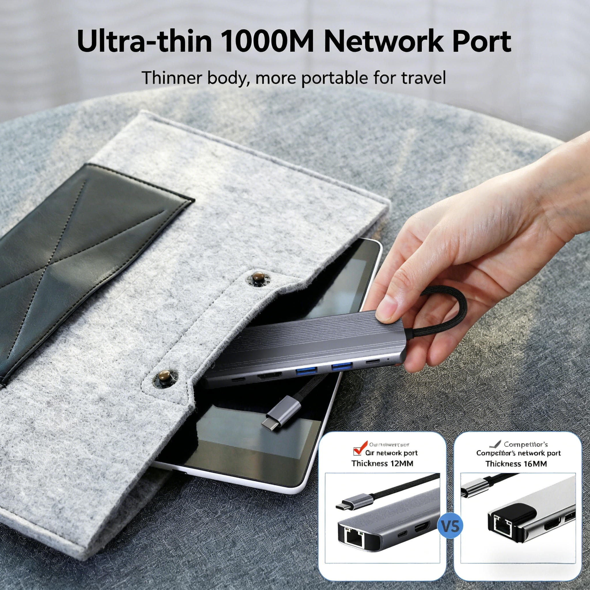 QGEEM USB C 6 in 1  Docking Station Gigabit RJ45 HDMI4K60Hz 100W PD 2xUSB3.0 5Gbps Data Hub Adapter for Laptop