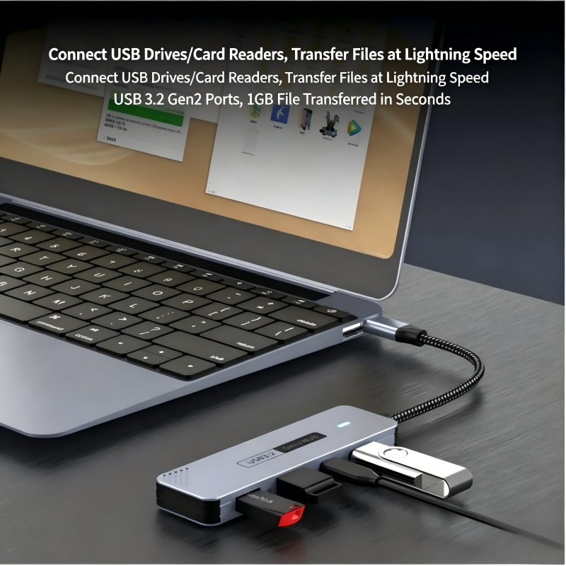 Type C Hub with 100W PD Charging, USB3.2 GEN2 High Speed Distributor with 1*USB A (10G) 3*USB C (10G). 4-Port USB C Adapter