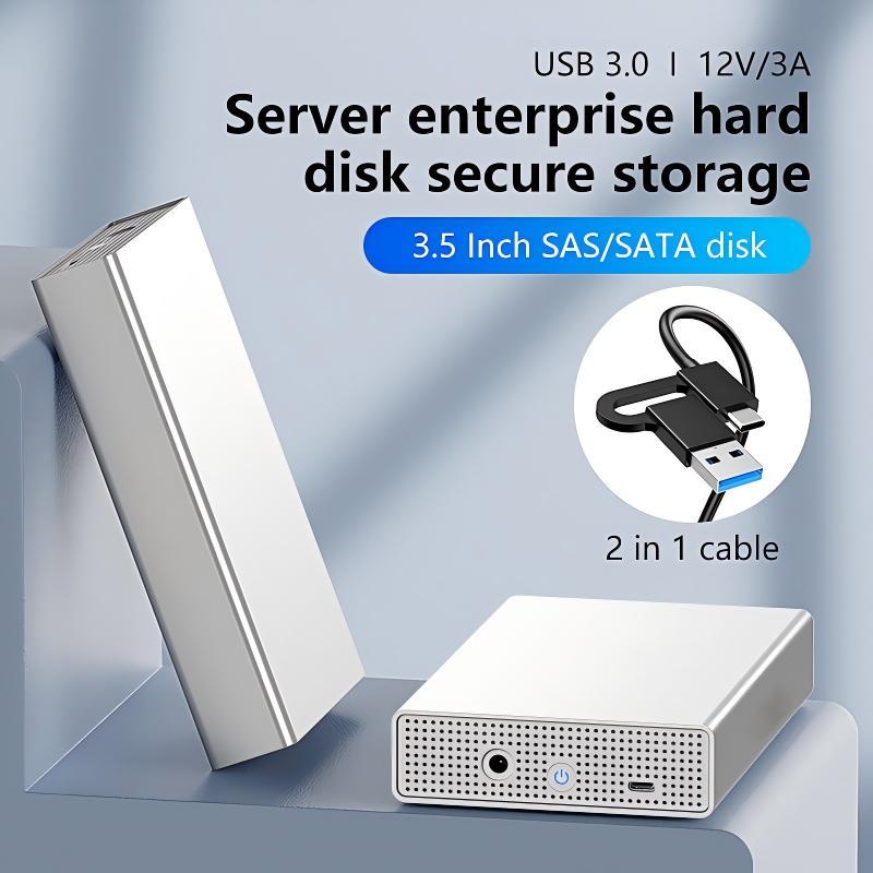 U35KS USB3.0 5Gbps SAS/SATA Mobile Hard Disk Enclosure  2.5/3.5 inch Desktop Laptop Full Metal SSD Enclosure