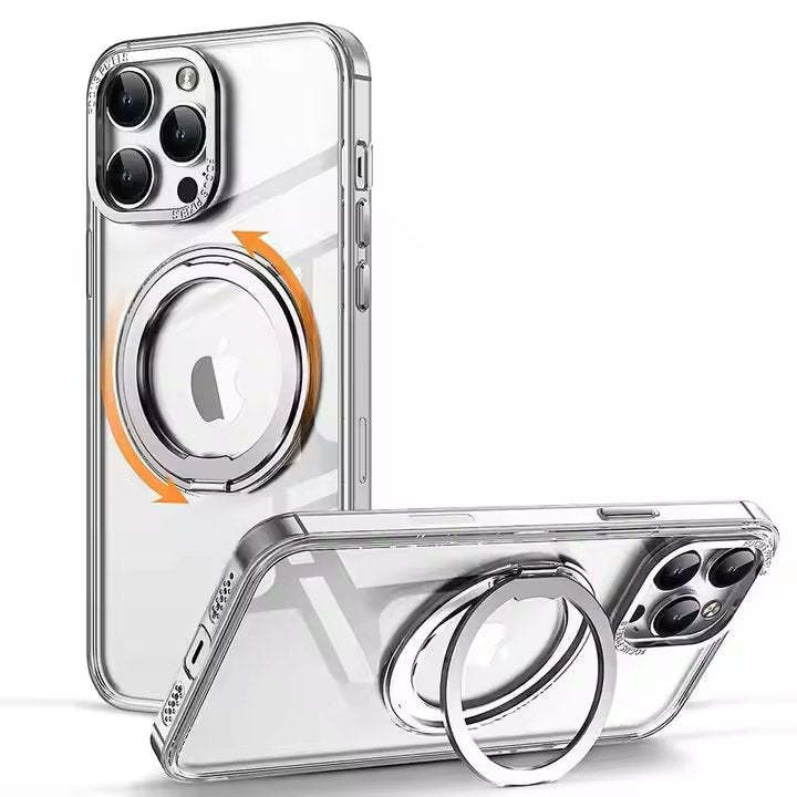 For iPhone 16 Pro Max Case with 360° Rotatable Magnetic Ring Stand | Compatible with Mag-Safe | Military-Grade Protection | Clear Magnetic Phone Case for 6.7" iPhone 15 Pro Max