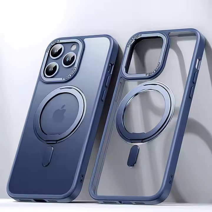 For iPhone 16 Pro Max Case with 360° Rotatable Magnetic Ring Stand | Compatible with Mag-Safe | Military-Grade Protection | Clear Magnetic Phone Case for 6.7" iPhone 15 Pro Max