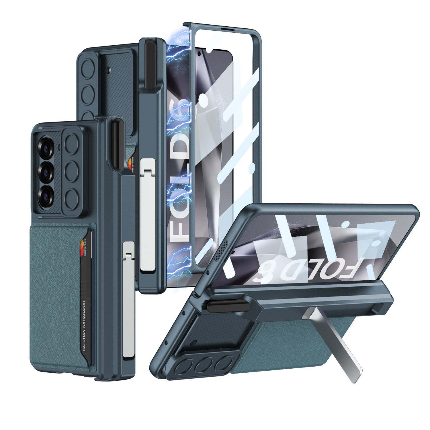 For Samsung ZFold6 Foldable Magnetic Suction Hinge Push Window Bracket Pen Box Film Integrated Card Slot Wallet Phone Case
