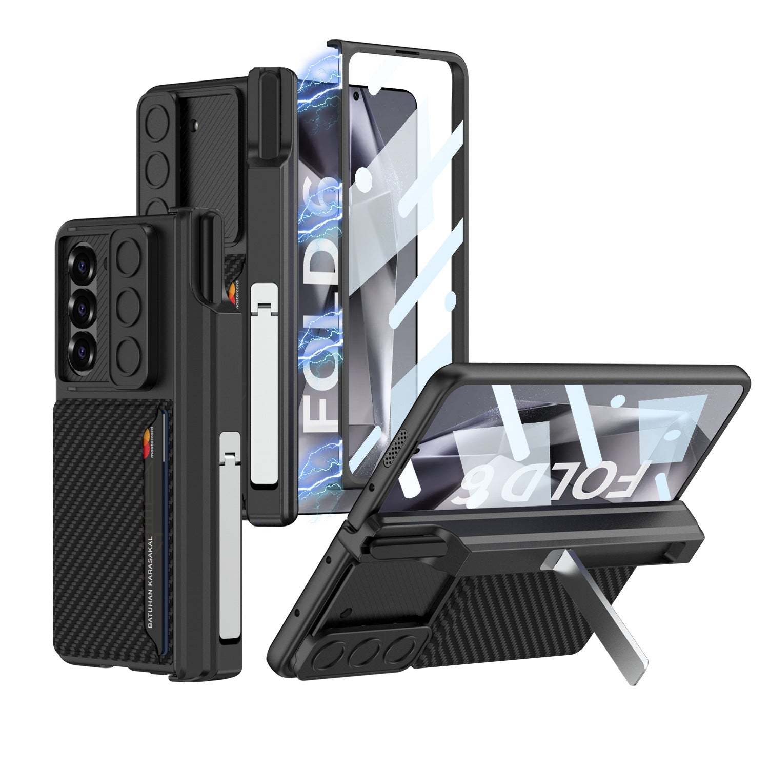 For Samsung ZFold6 Foldable Magnetic Suction Hinge Push Window Bracket Pen Box Film Integrated Card Slot Wallet Phone Case