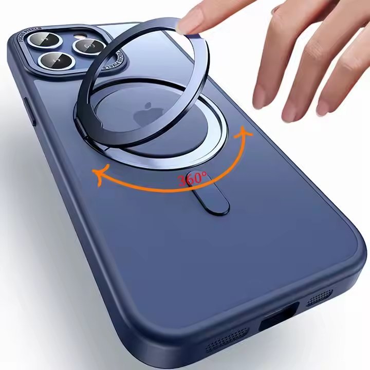 For iPhone 16 Pro Max Case with 360° Rotatable Magnetic Ring Stand | Compatible with Mag-Safe | Military-Grade Protection | Clear Magnetic Phone Case for 6.7" iPhone 15 Pro Max
