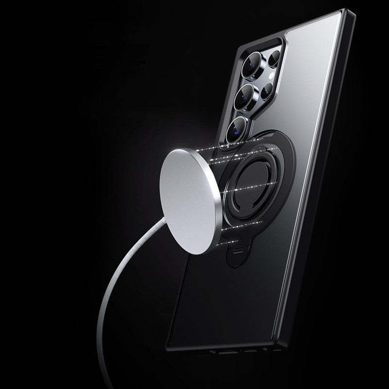 360°Spin Magnetic Stand for Samsung Galaxy S24 Ultra Case, Compatible with Magsafe, Military Grade Shockproof Slim Protective S24 Ultra Case with Kickstand & Ring Holder, Ostand Spin