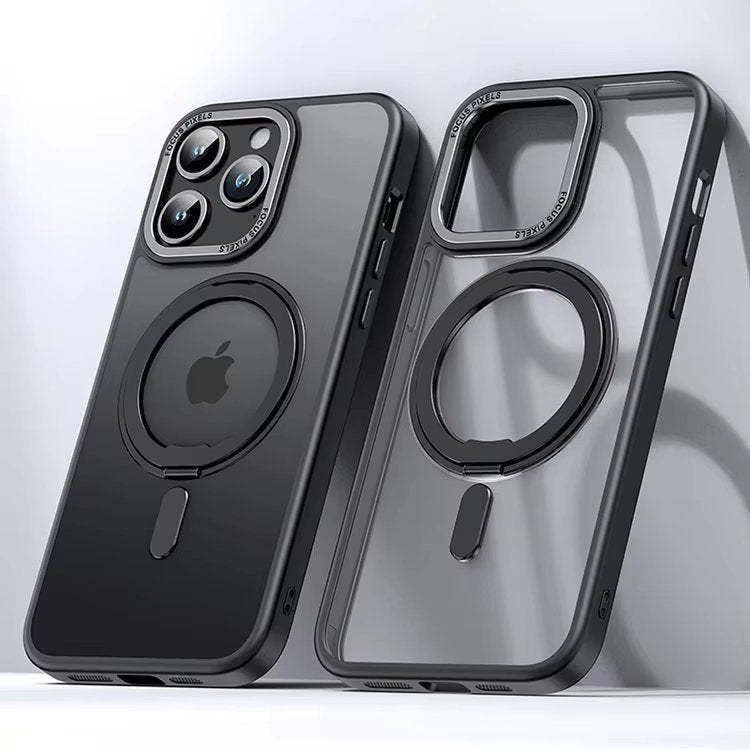For iPhone 16 Pro Max Case with 360° Rotatable Magnetic Ring Stand | Compatible with Mag-Safe | Military-Grade Protection | Clear Magnetic Phone Case for 6.7" iPhone 15 Pro Max