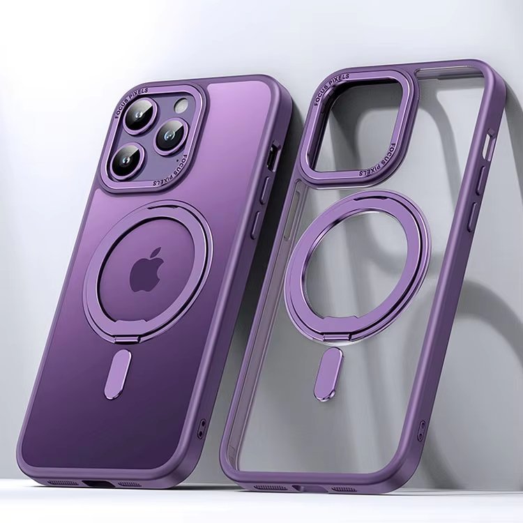 For iPhone 16 Pro Max Case with 360° Rotatable Magnetic Ring Stand | Compatible with Mag-Safe | Military-Grade Protection | Clear Magnetic Phone Case for 6.7" iPhone 15 Pro Max
