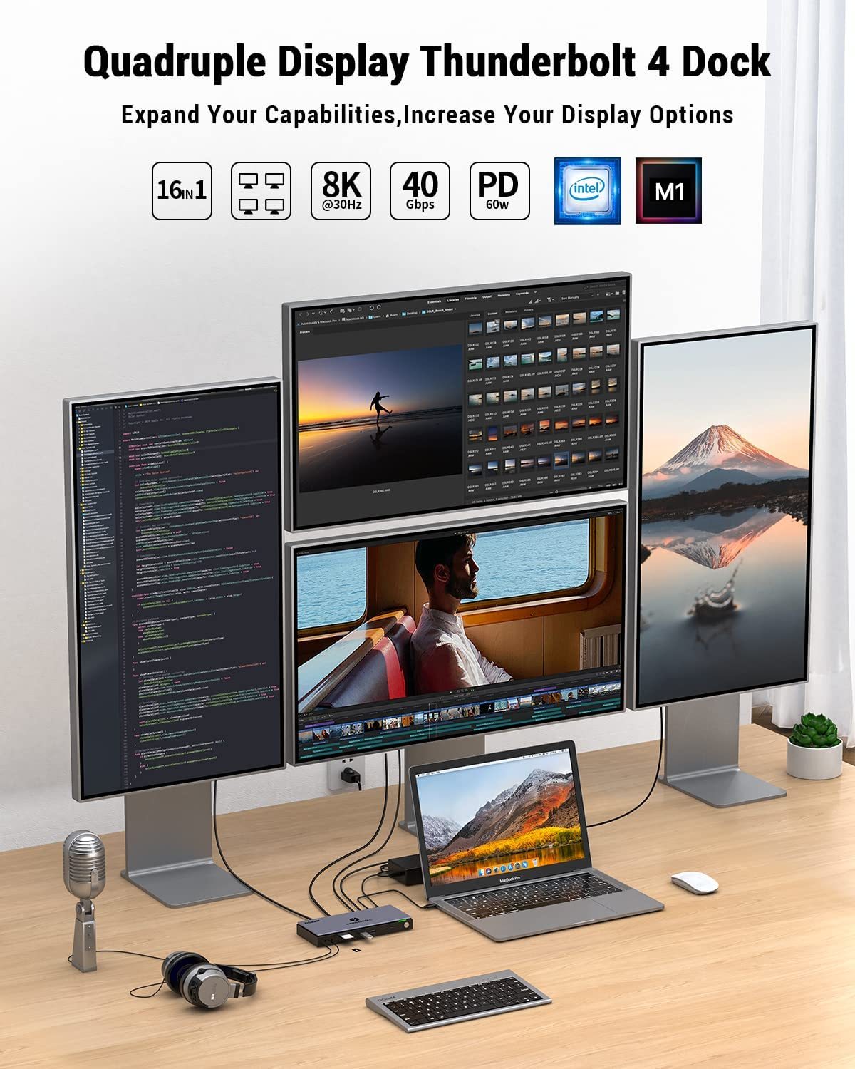 QGeeM TB4 Max Docking Station (16-in-1, Thunderbolt 4)
