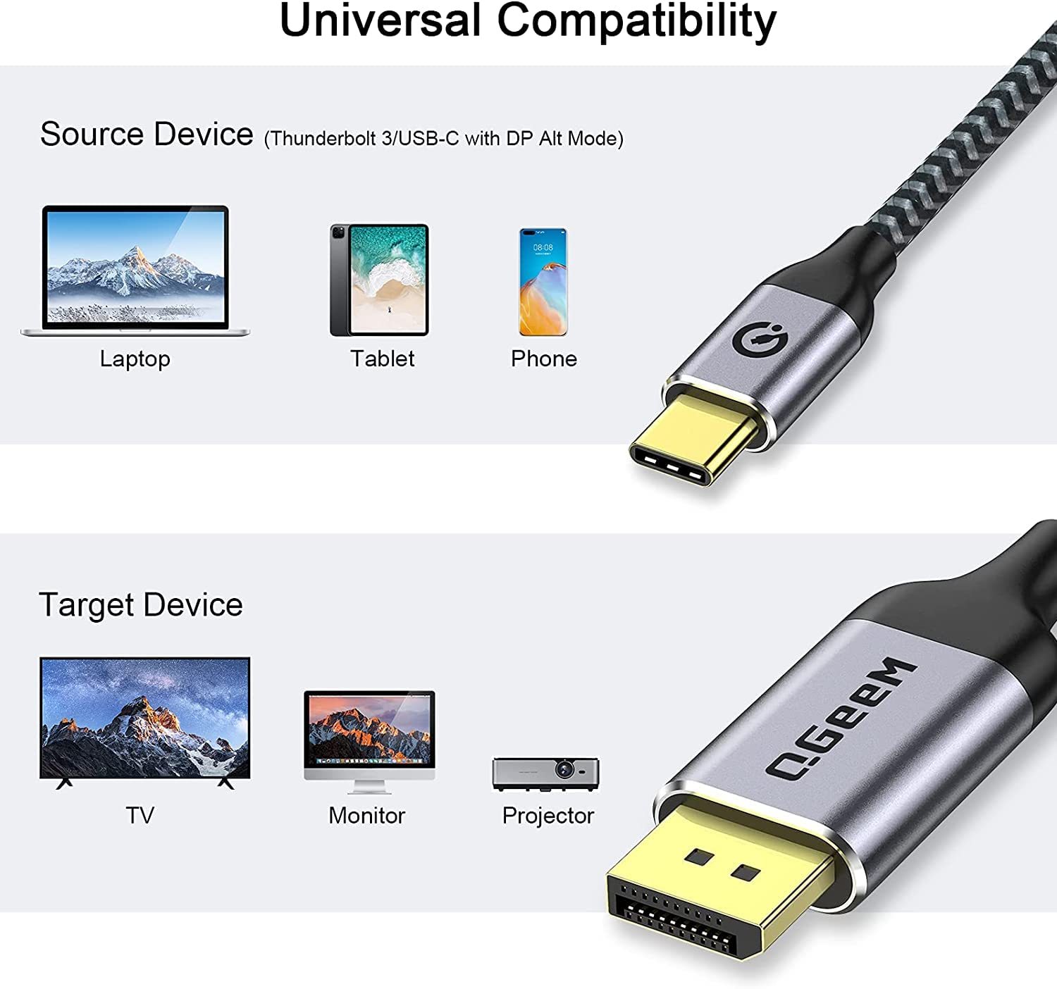 QGeeM USB-C to DisplayPort 4K60HZ Cable