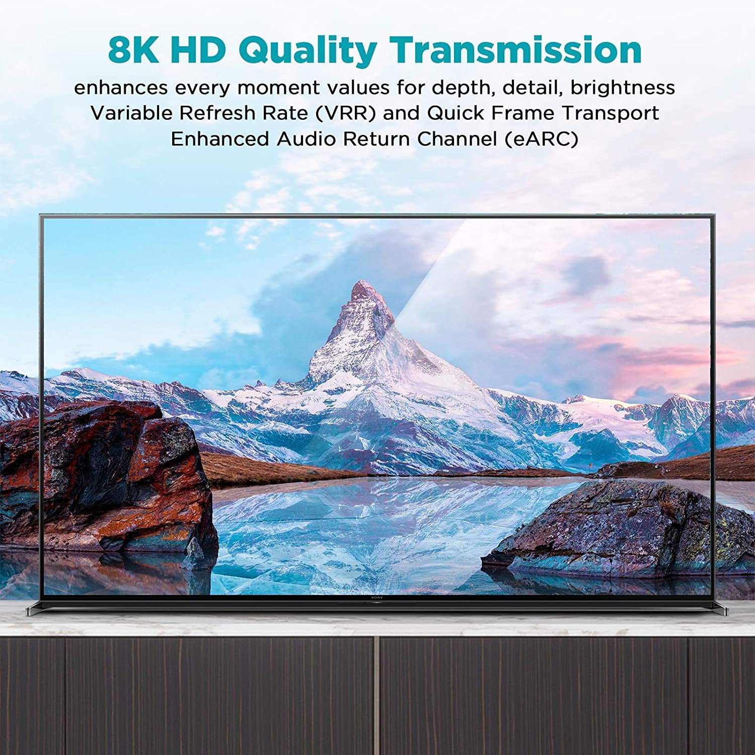 QGeeM HDMI 2.1 8K@60Hz@4K@120Hz, 48Gbps High-Speed HDMI Cord,Compatible for PC HDTV Projector Large Display, Male-to-Male