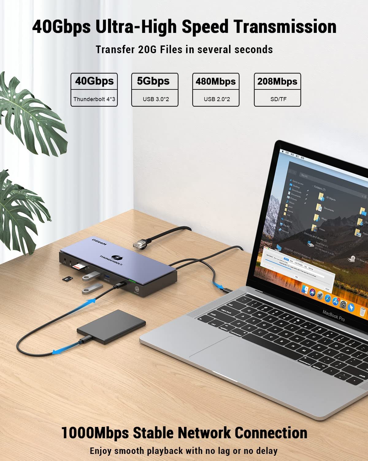 QGeeM TB4 Max Docking Station (16-in-1, Thunderbolt 4)