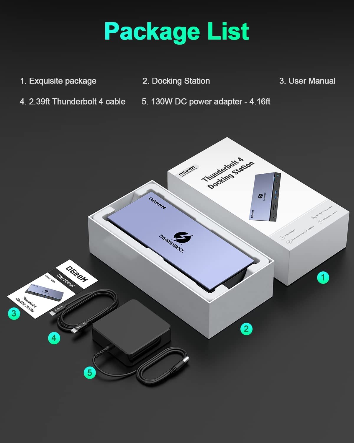 QGeeM TB4 Pro Docking Station  (15-in-1, Thunderbolt 4)