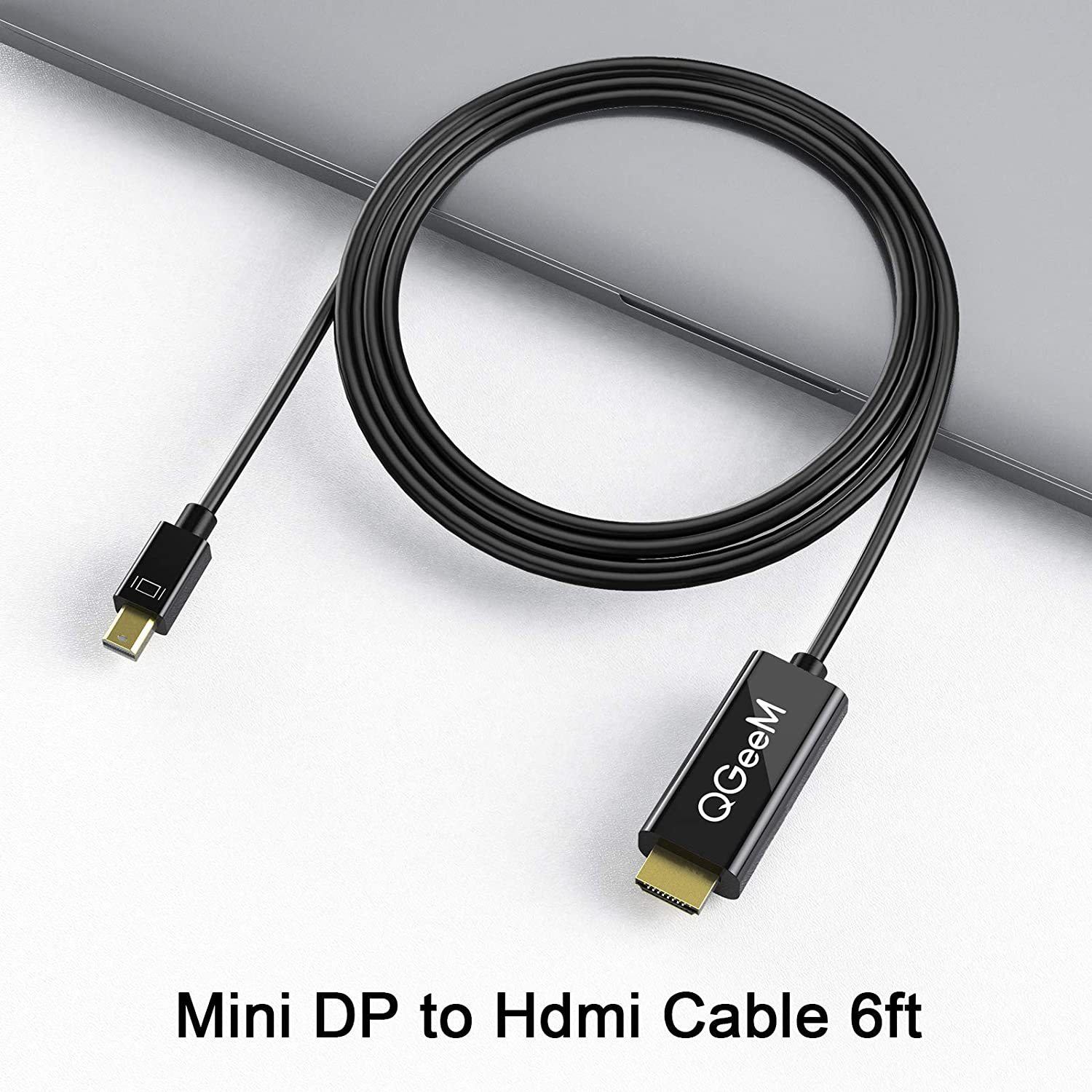 QGeeM Mini DP to HDMI 1080P@60HZ&4k@30Hz Cable(1.8M) Compatible with MacBook Air/Pro, Microsoft Surface Pro/Dock, Monitor, Projector and More