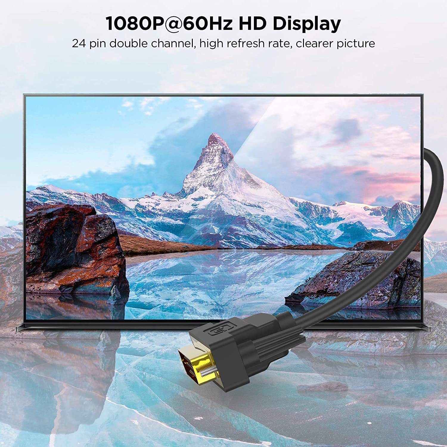 QGeeM DVI to DVI-D 24+1 Cable Male to Male Digital Video Monitor Cable for HDTV, Gaming, Monitor, Projector