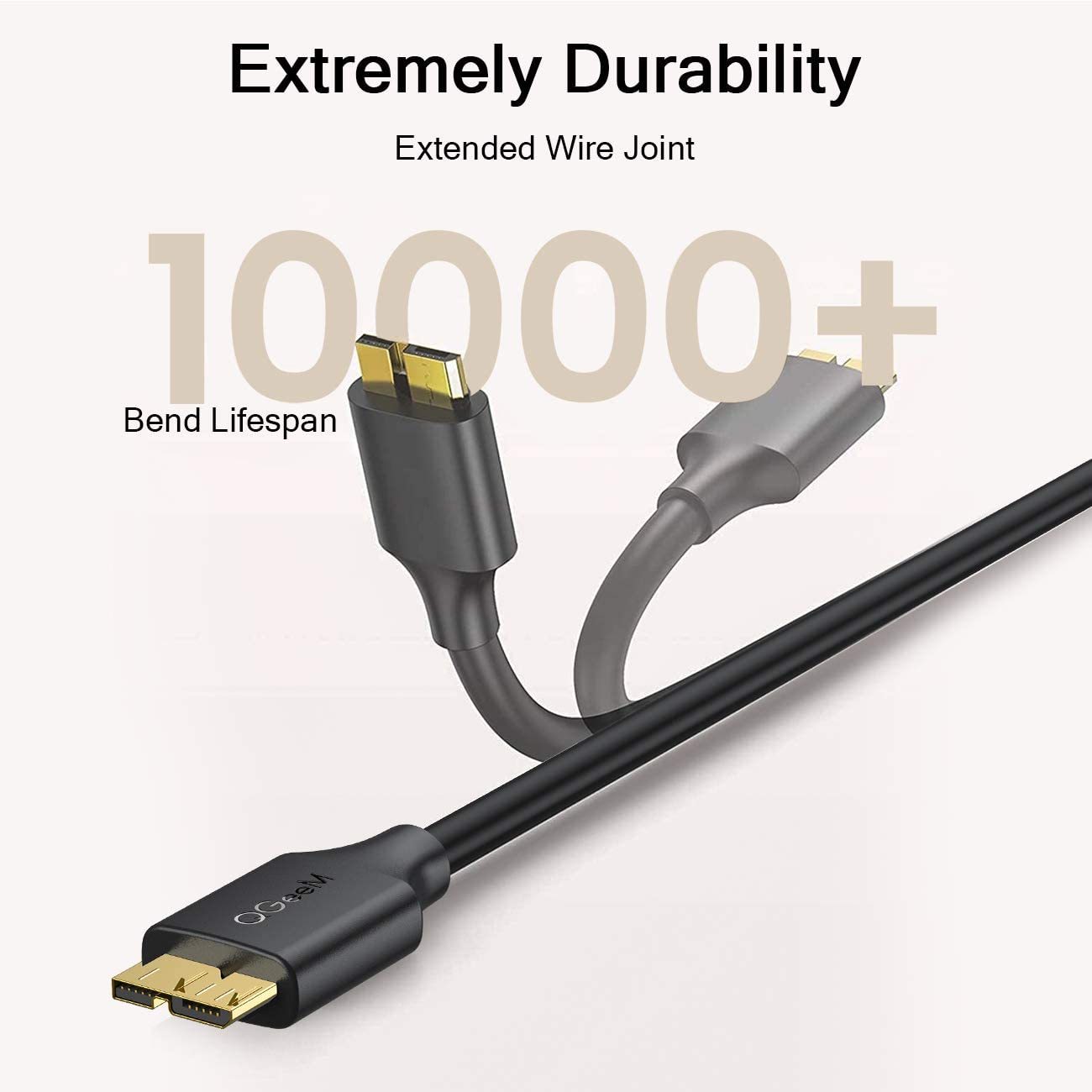 QGeeM USB 3.0 A to Micro B Cable Compatible with Samsung Galaxy S5 Note 3 Camera Hard Drive and More