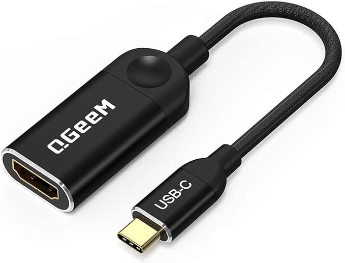 QGeeM USB C to HDMI Adapter 4K@30Hz Cable, USB Type-C to HDMI Adapter [Thunderbolt 3/4] HDMI Adapter for Laptop MacBook Pro/Air, iPhone15 Pro max, Dell XPS, HP.Pixelbook, Thinkpad,Surface,Ipad Pro etc.（UA01）