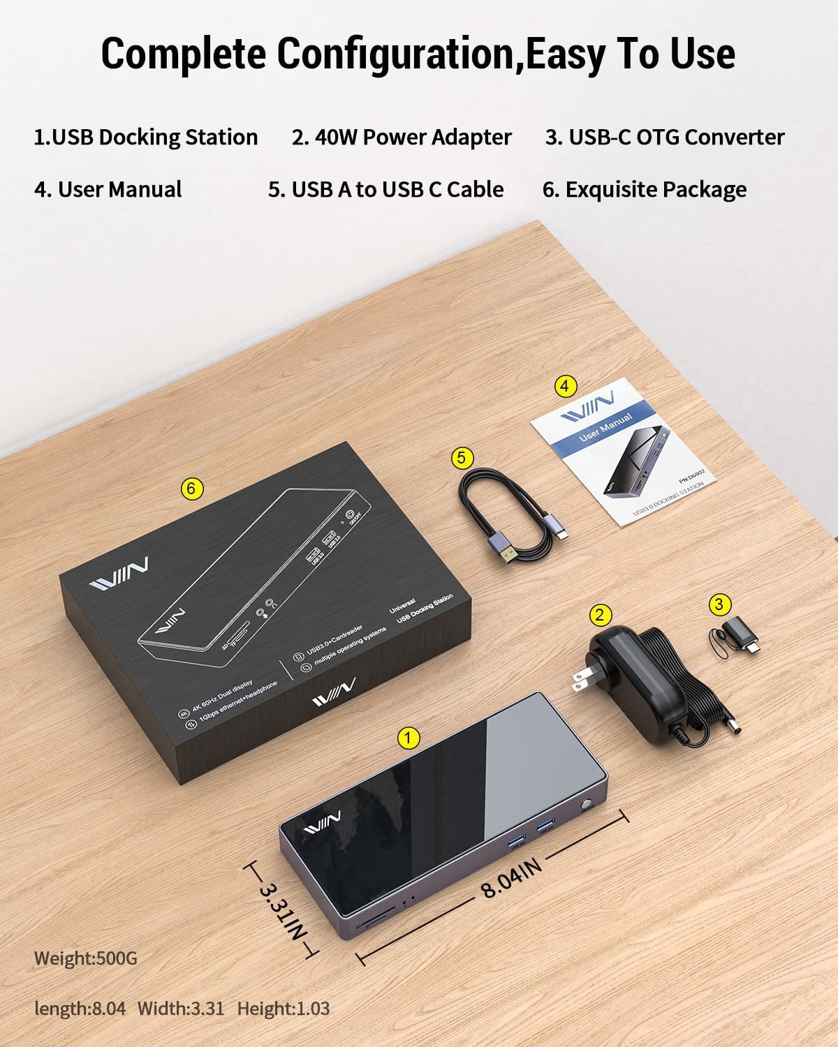 IVIIN 16-in-1 USB 3.0 Docking Station Dual Monitor 4K HDMI and Displayport 5K, Triple Display Displaylink-D6902