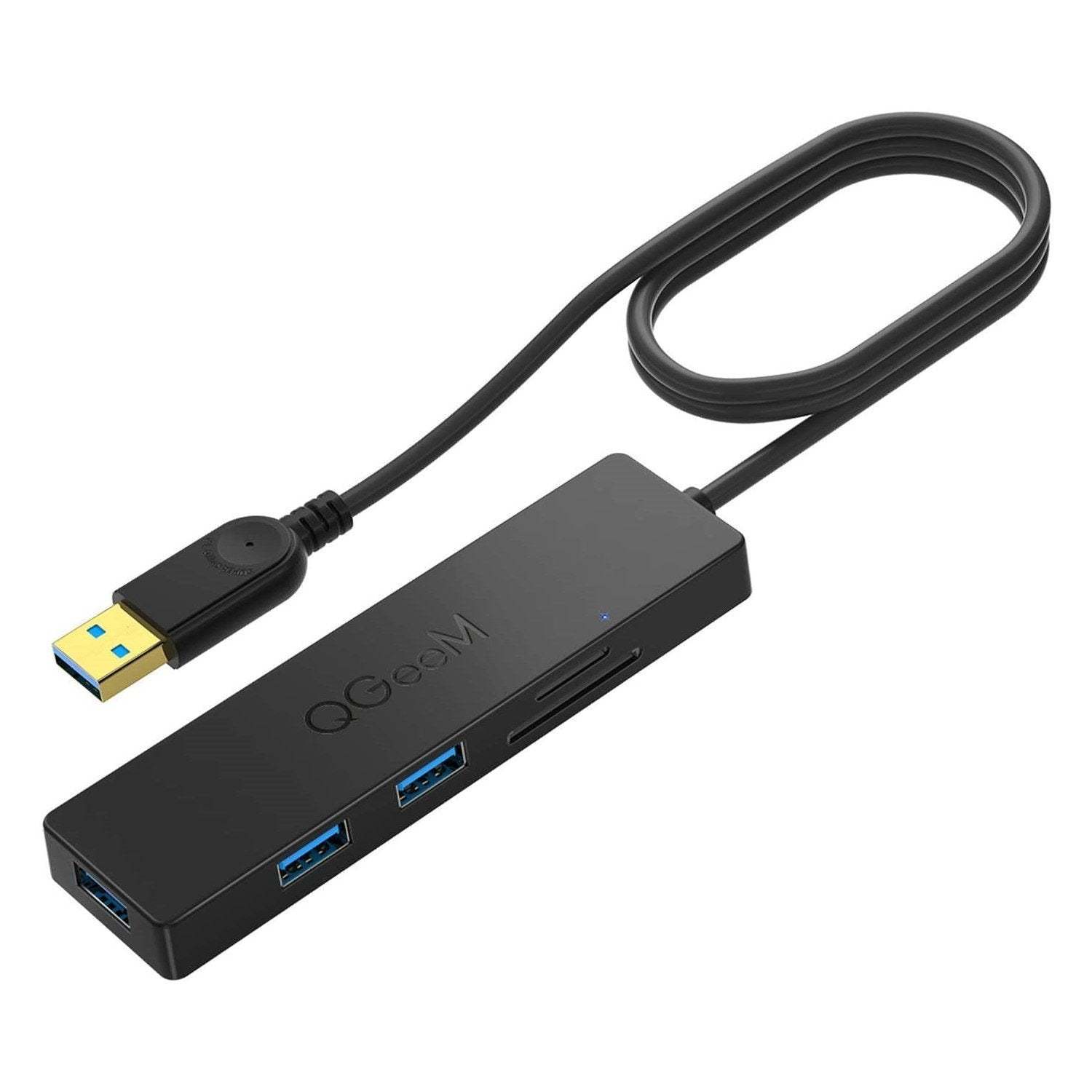 QGeeM USB 3.0 Hub, 5 Port USB Hub Splitter, USB A Expander Portable USB Adapter Multiport Data Hub