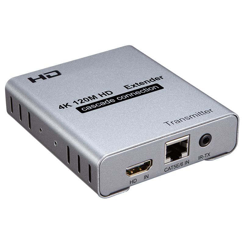HD Extender Over Cat5e/6 RJ45 Ethernet Cable, Up to 120M 4K@30HZ HD Splitter Extension Video Audio Transmitter Support Laptop DVD TV Accessory-EX06-A-120-SY-V1-S1