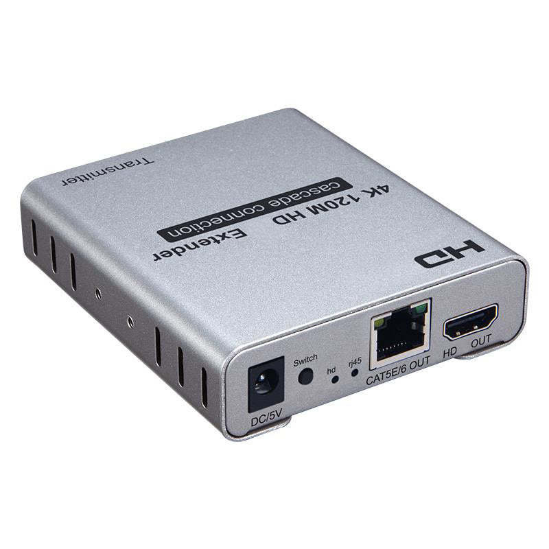 HD Extender Over Cat5e/6 RJ45 Ethernet Cable, Up to 120M 4K@30HZ HD Splitter Extension Video Audio Transmitter Support Laptop DVD TV Accessory-EX06-A-120-SY-V1-S1