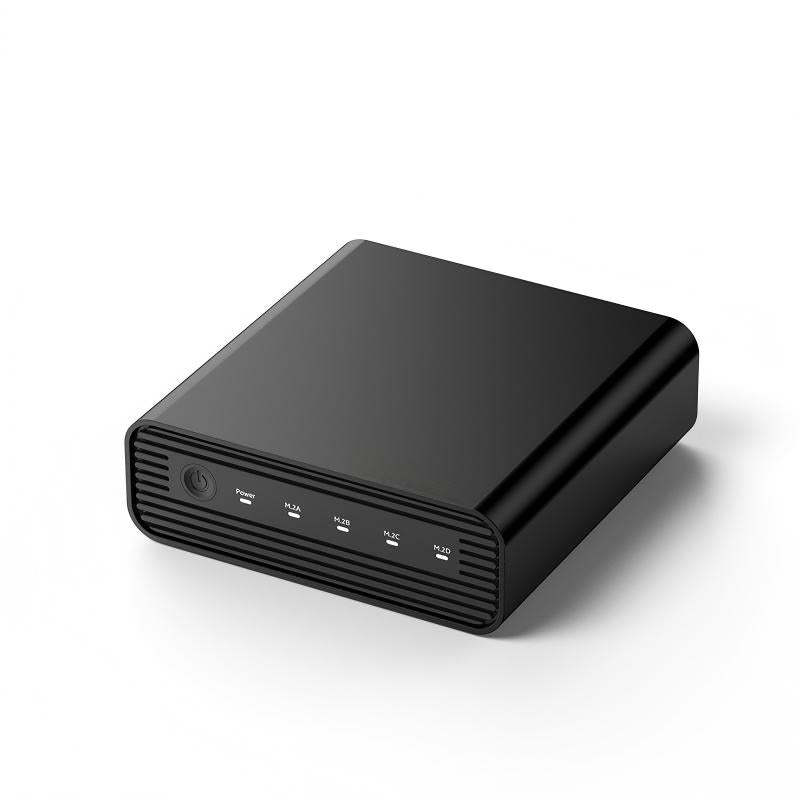 Aluminum M2 4-Bay USB4 External NVME SSD Enclosure M.2 NVME 4 Bay 40Gbps M.2 NVME RAID SSD Enclosure Case with Cooling Fan (RAID Function)-DB2804U4