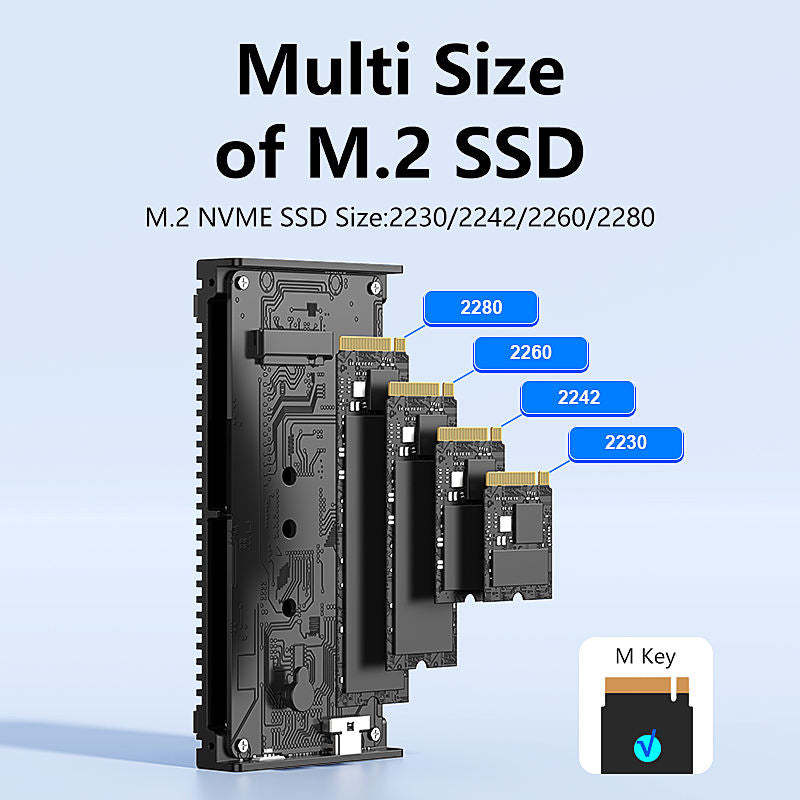 M.2 NVMe Enclosure 40Gbps With Cooling Fan for MacBook, Aluminum SSD Support 2280/2260/2242/2230 Compatible With Thunderbolt 3/4/USB4/3.2/3.1--M280U4F-Black