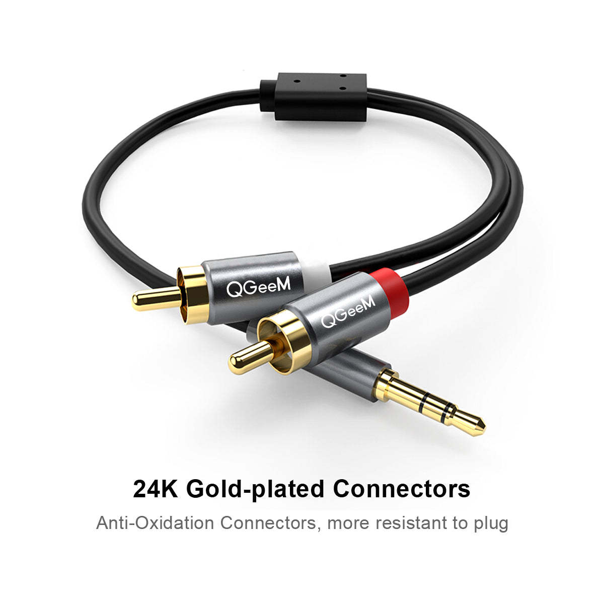 QGeeM 3.5mm to 2RCA Cable, 2RCA Male to Aux Audio Adapter, HiFi Sound