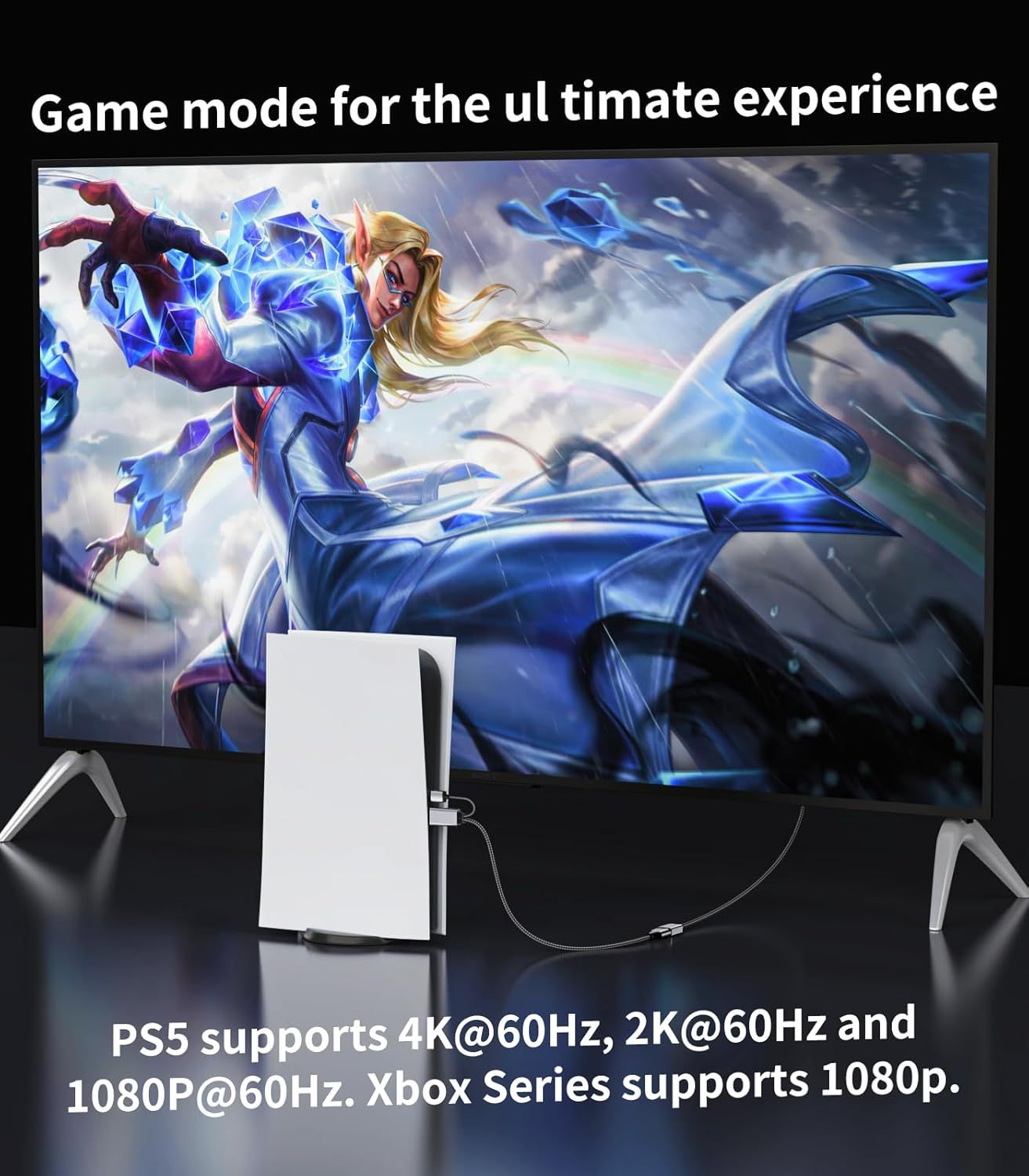 HDMI to DisplayPort Adapter with USB Power 4K@60HZ Converter Unidirectional HDMI Source to DP Display HDR Compatible with Laptop,AMD,NVIDIA,PS5,Xbox and More--AV01-E-0.25-SY