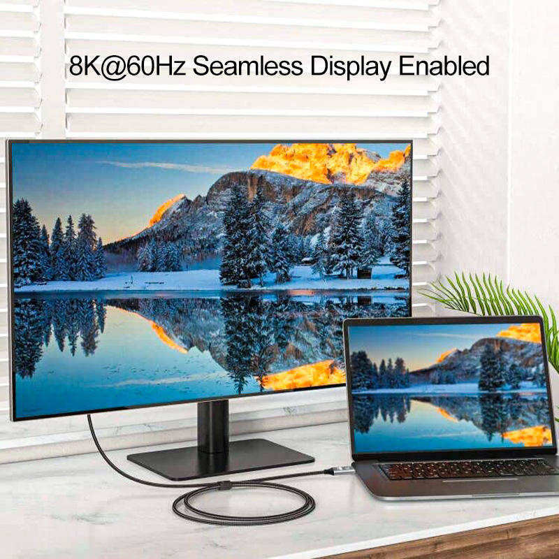 8K DisplayPort to HDMI Adapter Cable, Uni Directional DP Source to HDMI Display, 8K@60Hz, 4K@240Hz, 2K@240HZ, DisplayPort 1.4 to HDMI 2.1 Braided Cord for NVIDIA,Dell, AMD, Lenovo, HP, PC, Monitor--AV04