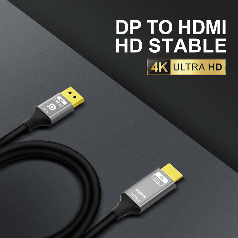 4K@60Hz DisplayPort to HDMI Cable 1080P@120Hz, DP 1.2 to HDMI 1.4 Cord Alu Braided, Unidirectional Cable 6.6FT Compatible with Monitor, Desktop, HDTV, Laptop, AMD--AV61-D
