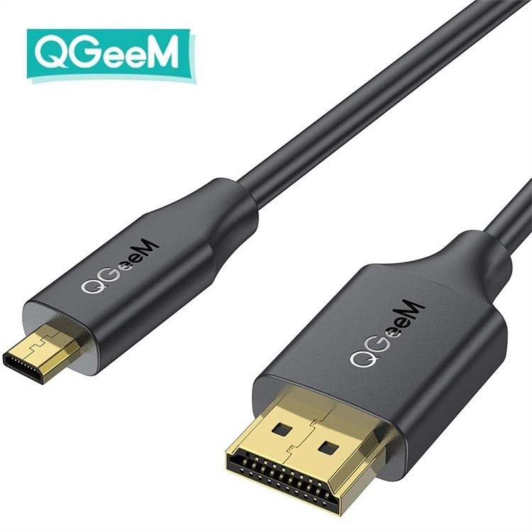 QGeeM Micro HDMI to HDMI Adapter Cable,High Speed 4K 60Hz for GoPro Hero, Zfc, RPi, A6000, A6300, Camera, Video Capture Card-AV18-A