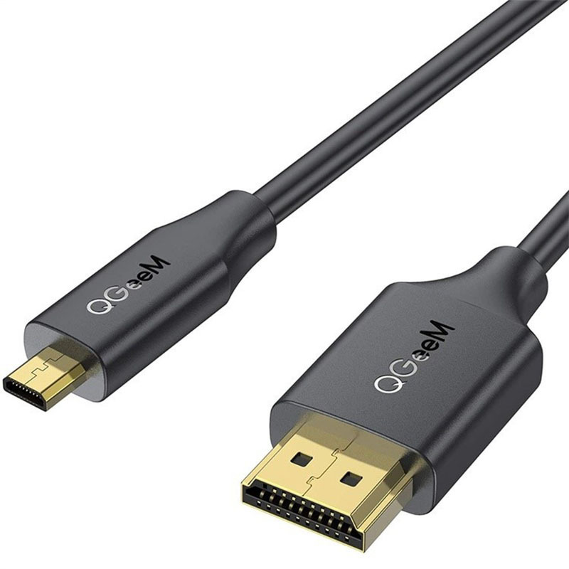 QGeeM Micro HDMI to HDMI Adapter Cable,High Speed 4K 60Hz for GoPro Hero, Zfc, RPi, A6000, A6300, Camera, Video Capture Card-AV18-A