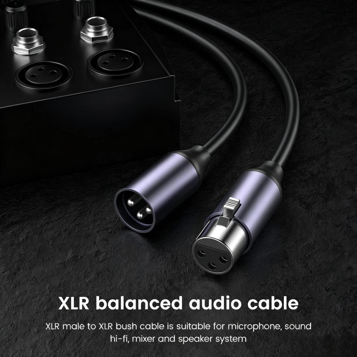 XLR Male to Female Cable 3FT 3Pin Nylon Braided Balanced Microphone Cord for Mic, Mixer, Recording Studio, Behringer & Speaker Systems-AU21-D