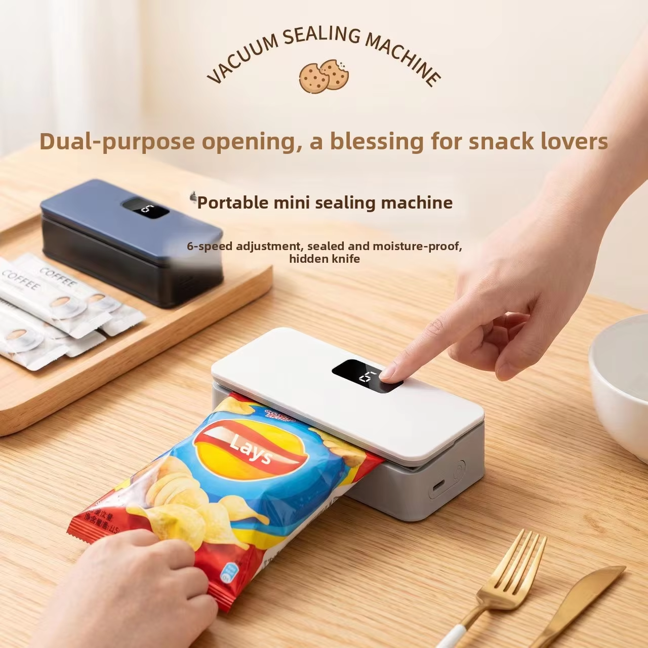 Mini Bag Sealer Magnetic Fridge, 6/8Speed Adjustmen，Selladora De Bolsas Plasticas, Portable Mini Heat Sealer with LED Display, Adjustable Bag Sealer Built-In Cutter and Magnetic Back, Rechargeable Sealer Machine，P0121-1-WE-V1-S1