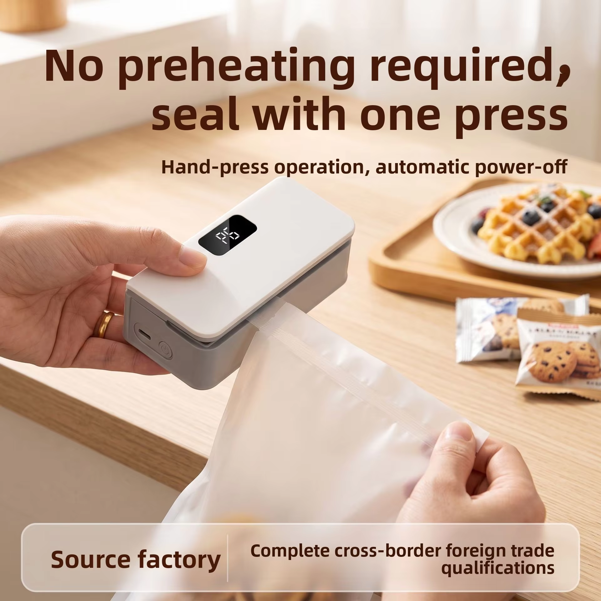 Mini Bag Sealer Magnetic Fridge, 6/8Speed Adjustmen，Selladora De Bolsas Plasticas, Portable Mini Heat Sealer with LED Display, Adjustable Bag Sealer Built-In Cutter and Magnetic Back, Rechargeable Sealer Machine，P0121-1-WE-V1-S1