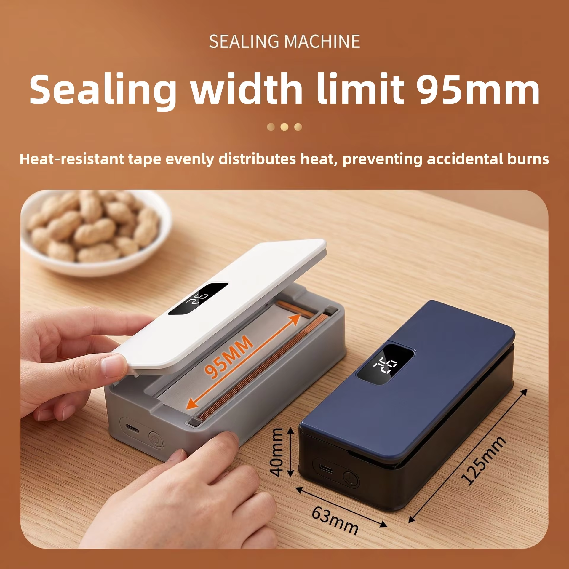Mini Bag Sealer Magnetic Fridge, 6/8Speed Adjustmen，Selladora De Bolsas Plasticas, Portable Mini Heat Sealer with LED Display, Adjustable Bag Sealer Built-In Cutter and Magnetic Back, Rechargeable Sealer Machine，P0121-1-WE-V1-S1