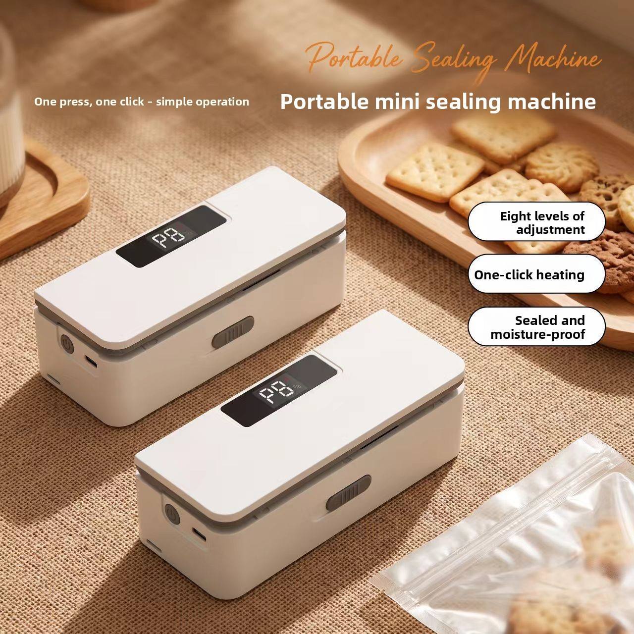 Mini Bag Sealer Magnetic Fridge, 6/8Speed Adjustmen，Selladora De Bolsas Plasticas, Portable Mini Heat Sealer with LED Display, Adjustable Bag Sealer Built-In Cutter and Magnetic Back, Rechargeable Sealer Machine，P0121-1-WE-V1-S1
