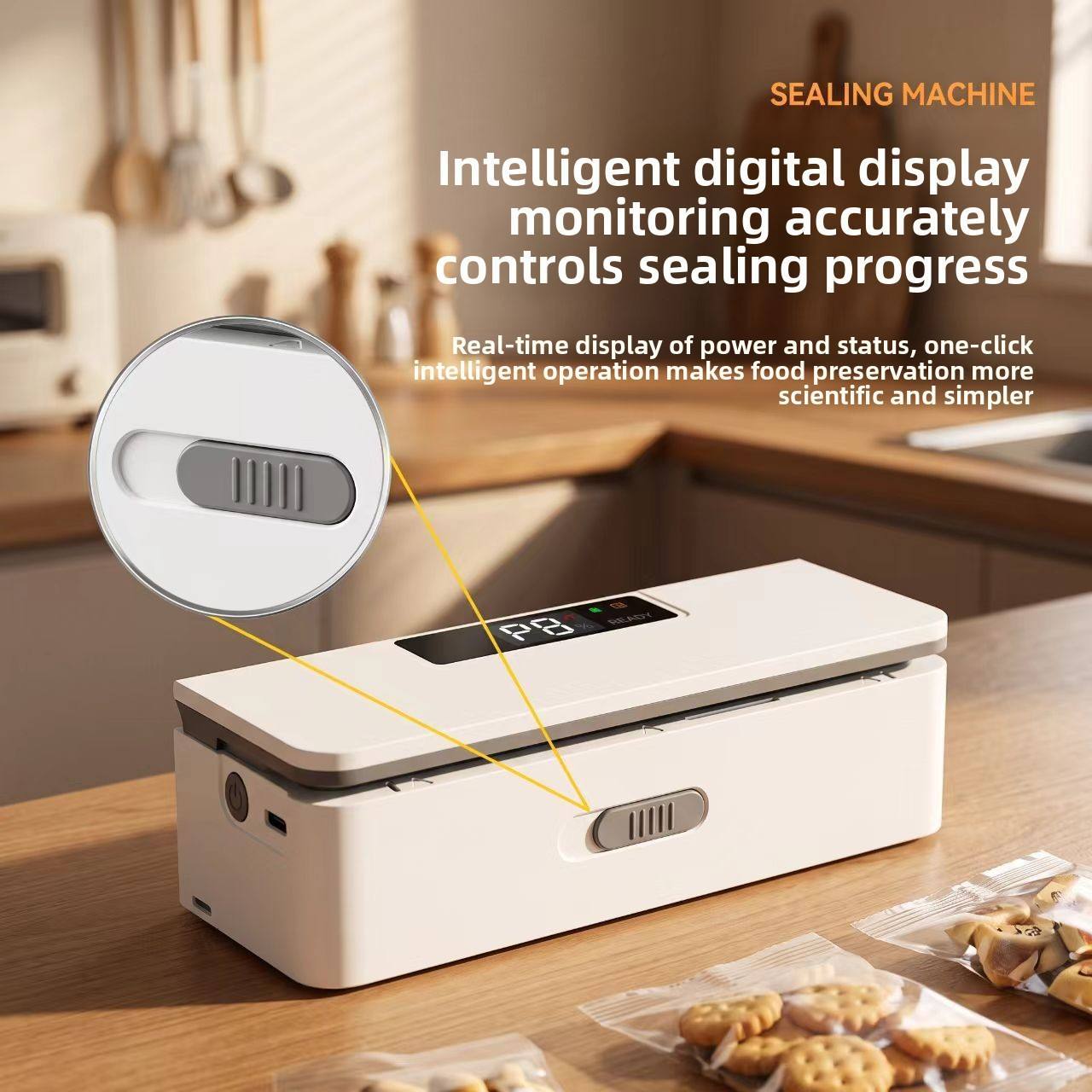 Mini Bag Sealer Magnetic Fridge, 6/8Speed Adjustmen，Selladora De Bolsas Plasticas, Portable Mini Heat Sealer with LED Display, Adjustable Bag Sealer Built-In Cutter and Magnetic Back, Rechargeable Sealer Machine，P0121-1-WE-V1-S1
