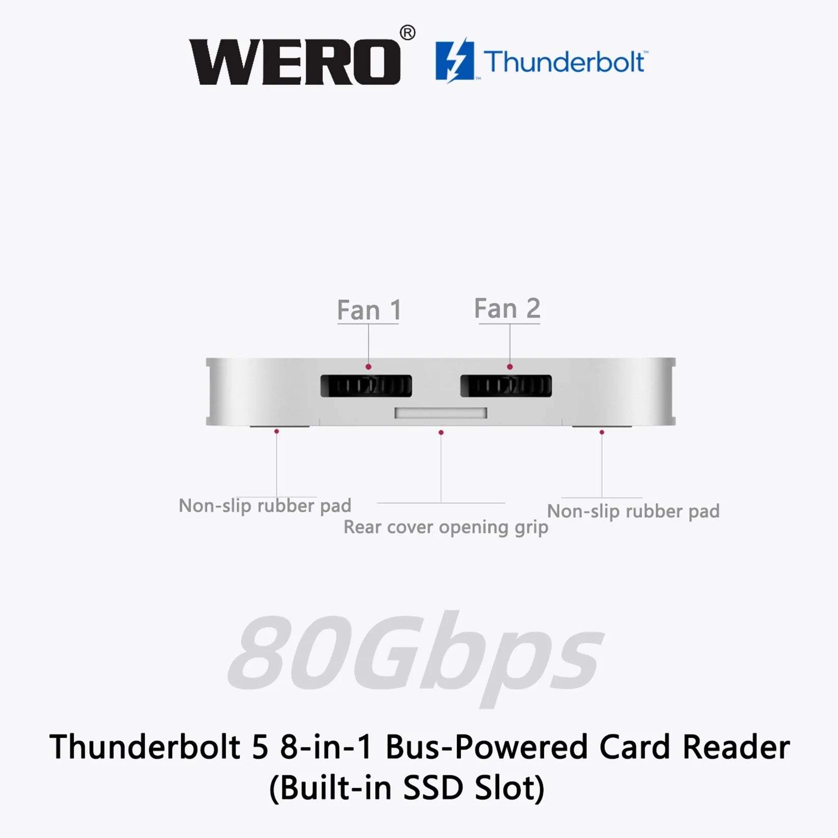 WERO Thunderbolt 5 80Gbps 8-in-1 Card Reader & SSD Enclosure(TBT5-SSD-8in1-Readerr)