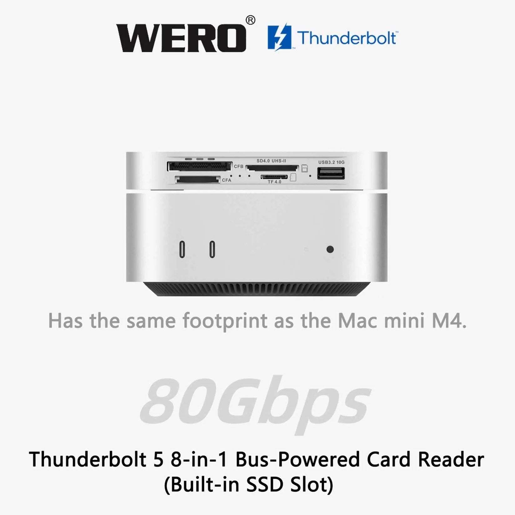 WERO Thunderbolt 5 80Gbps 8-in-1 Card Reader & SSD Enclosure(TBT5-SSD-8in1-Readerr)