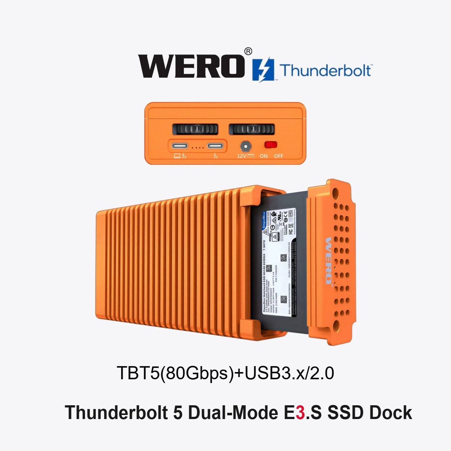 WERO Thunderbolt 5 Dual-Mode e3.s SSD Enclosure Docking Station（1xE3.s-V80）