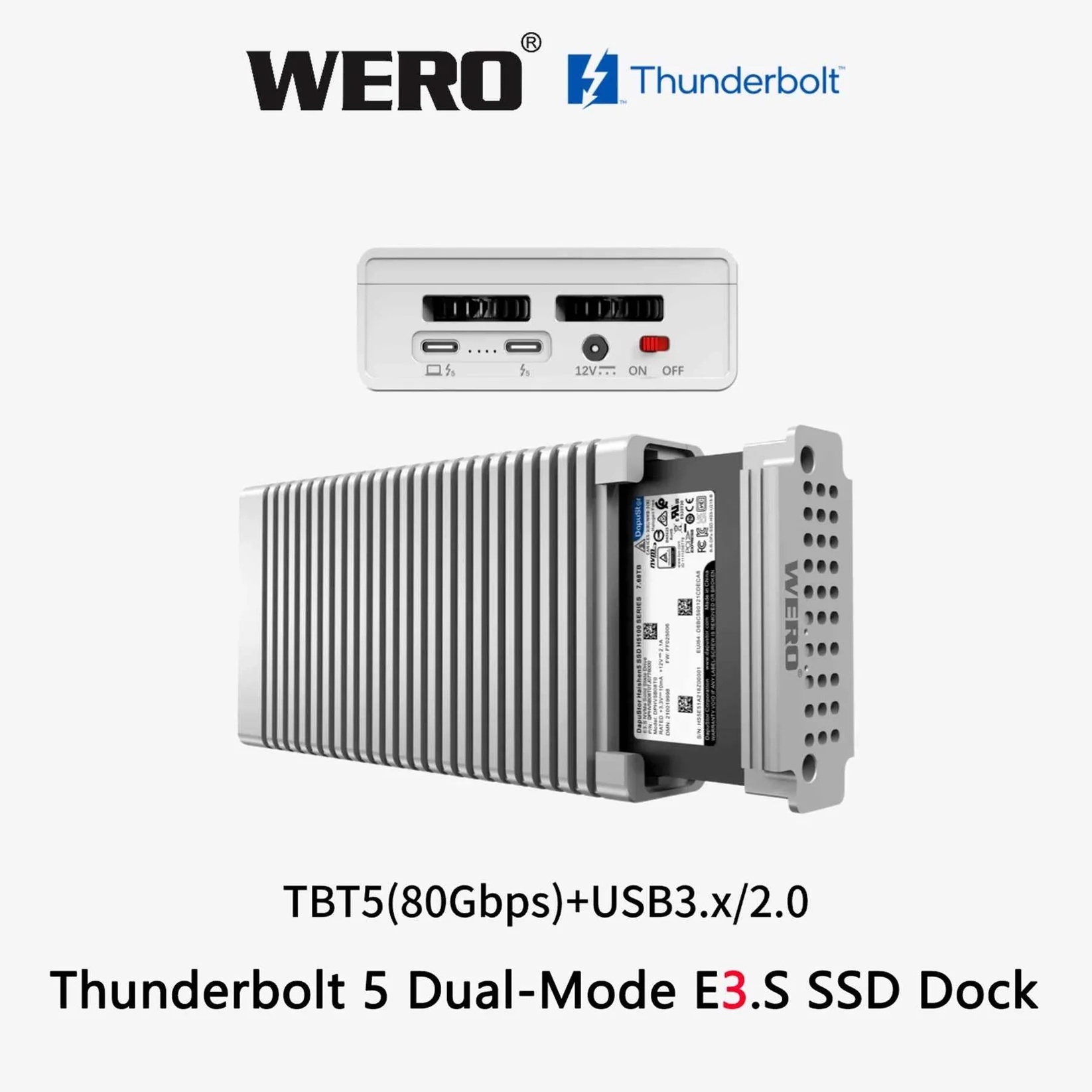WERO Thunderbolt 5 Dual-Mode e3.s SSD Enclosure Docking Station（1xE3.s-V80）