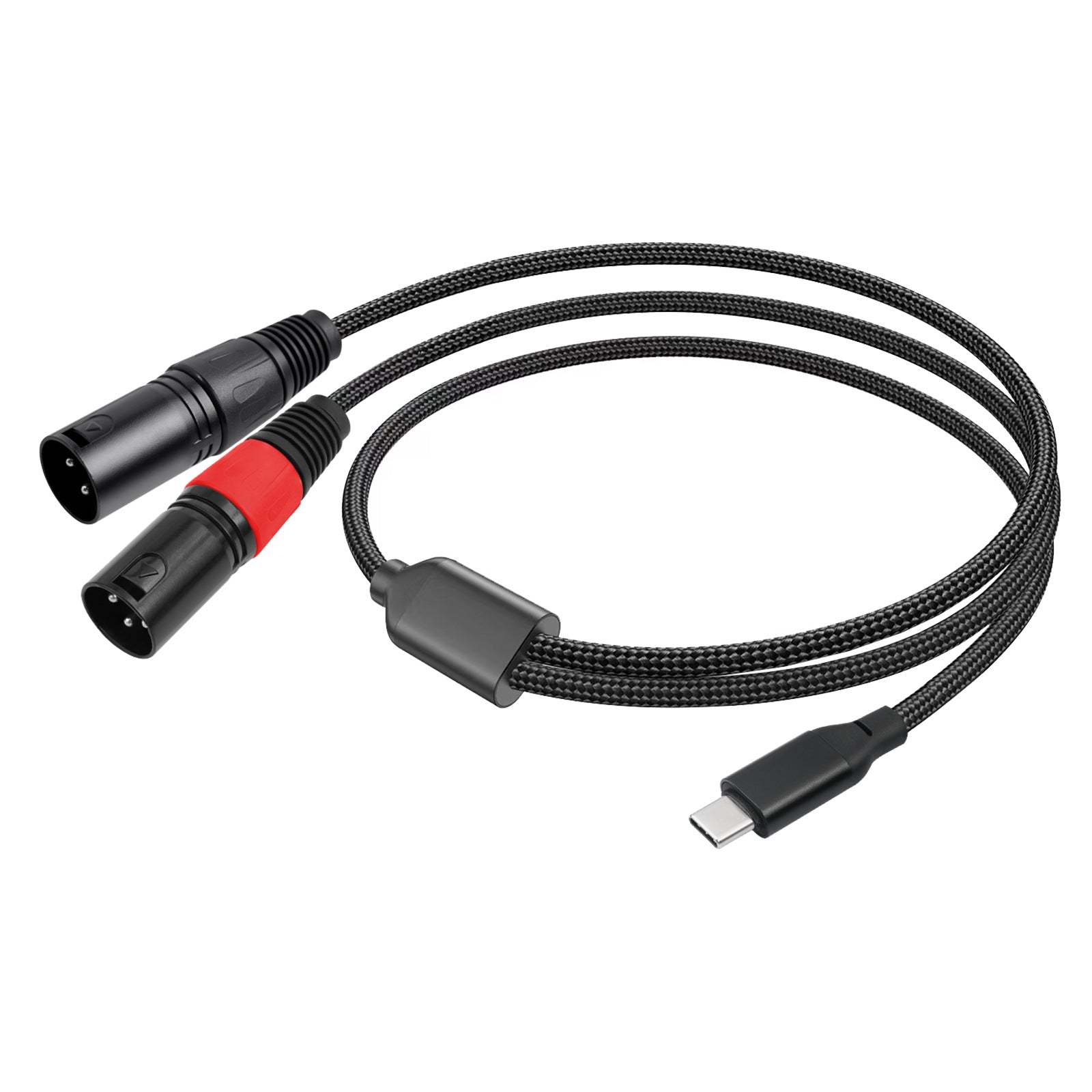 USB Type-C Male to Dual XLR Male Stereo Mobile Phone Power Amplifier Audio Cable，32Bit / 384KHz Decoding ，for Smartphone, Laptop, Tablet to Active Speaker, Mixer, Amp | Compatible with Windows, macOS, iOS, Android