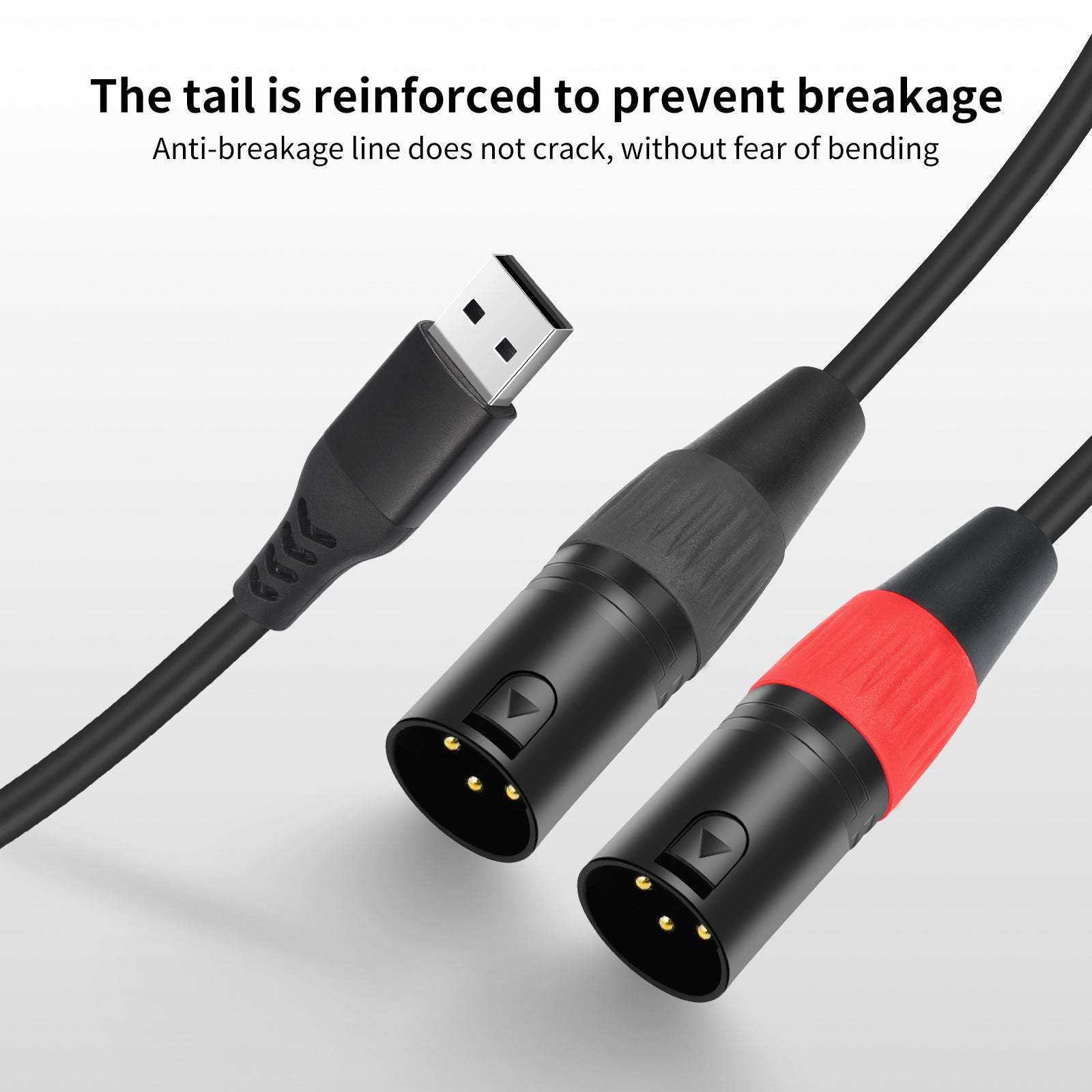 USB to Stereo Converter Audio Cable , USB A to 2 XLR Male output for speakers/amplifiers; one-way USB to XLR with 32Bit/384kHz decoding; red right, black left