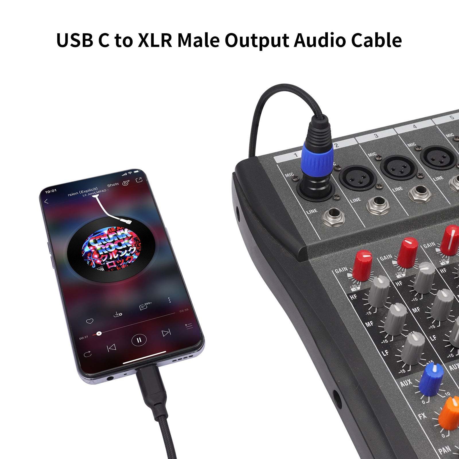 USB C to XLR Cable ，USB Type C to XLR Male Output Stereo Cable，Smartphone Tablet Type-C Device to Amplifier for Amplifier, Speaker, Mixer Console, etc